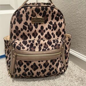 Itzy Ritzy Tan and Black Leopard Diaper backpack